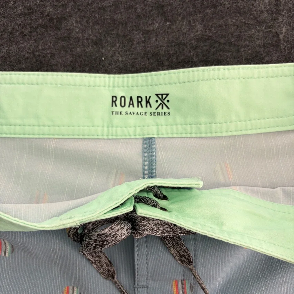 Roark The Savage Series Board Shorts Mens 40 Blue Striped Dot Swim Trunks RB282